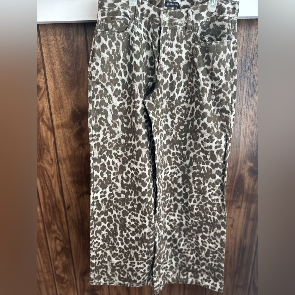 Sincerely Jules Leopard Print Wide Leg Jeans